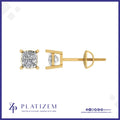 9kt Gold Cushion Cut Diamond Stud Earrings for Women