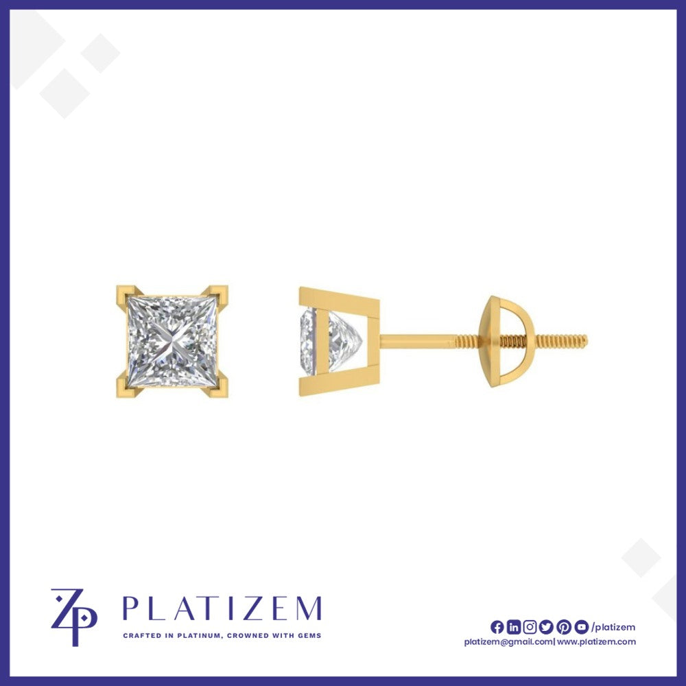 Princess Cut Diamond Stud Earrings for Women