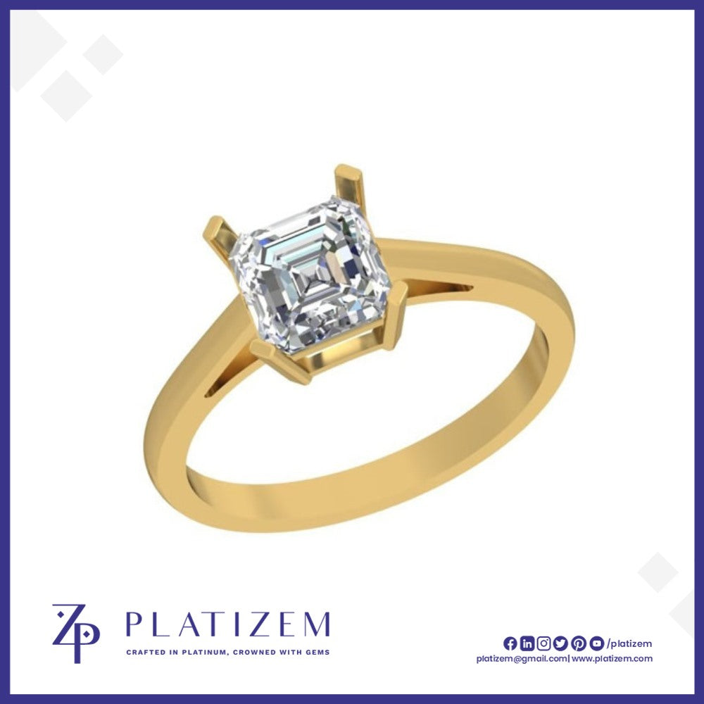 Solitaire Asscher Cut Diamond Ring for Women