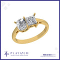 Two Stone Cushion and Princess Diamond Ring for Women