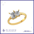 Two Stone Emerald and Cushion Diamond Ring for Women