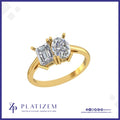 Two Stone Emerald and Oval Lab Diamond Ring for Women