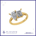 Two Stone Pear and Emerald Diamond Ring for Women