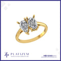 Gold Two Stone Pear and Oval Diamond Ring for Women