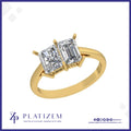 Two Stone Radiant and Emerald Diamond Ring for Women