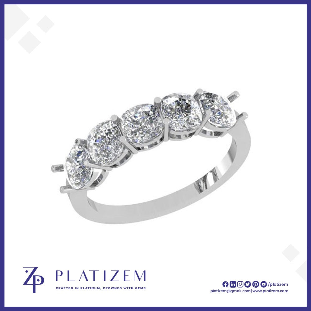 Five Cushion Diamond Band on Double Prongs