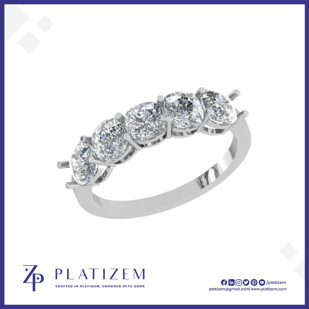 Cushion Cut Five Stone Diamond Band Ring