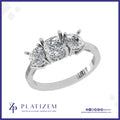 Cushion Cut Trilogy Ring with Prong Set Sides