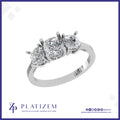 Cushion Cut Trilogy Ring on Slim Band