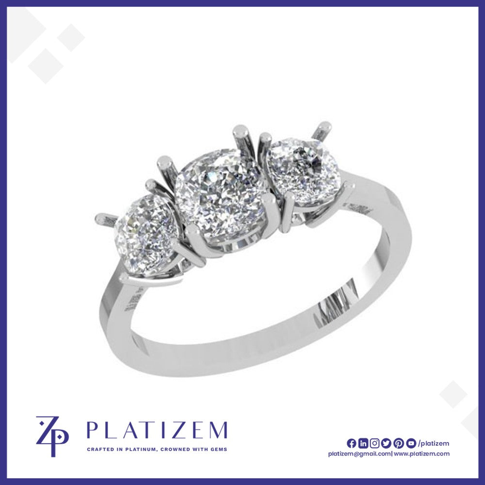 Cushion Cut Trilogy Ring with Prong Sides