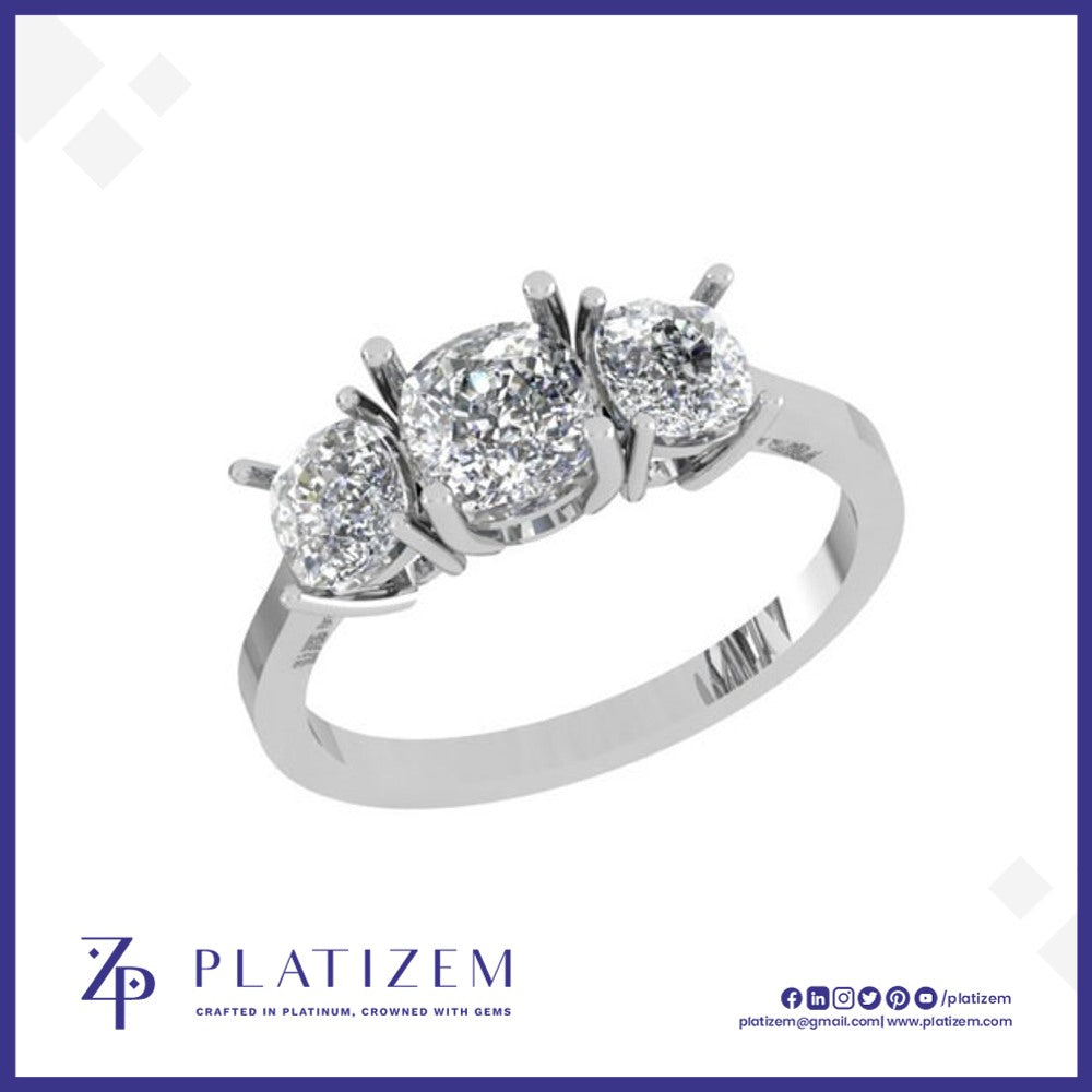 Bold Cushion Cut Diamond Trilogy Ring