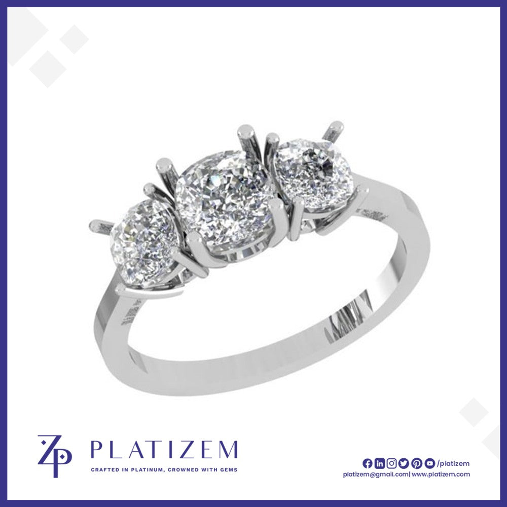 Cushion Cut Diamond Trilogy Ring Design