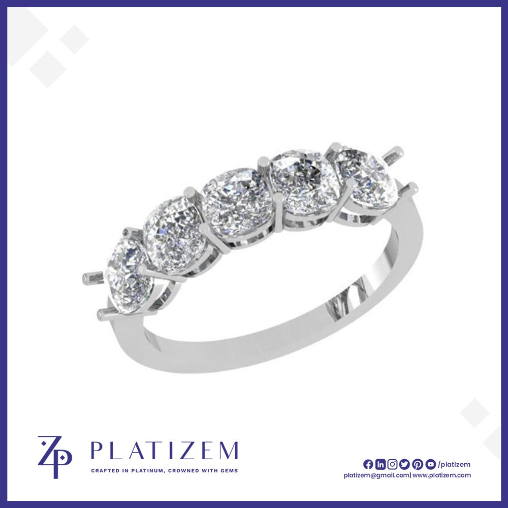 Cushion Cut Five Stone Lab Diamond Band Ring