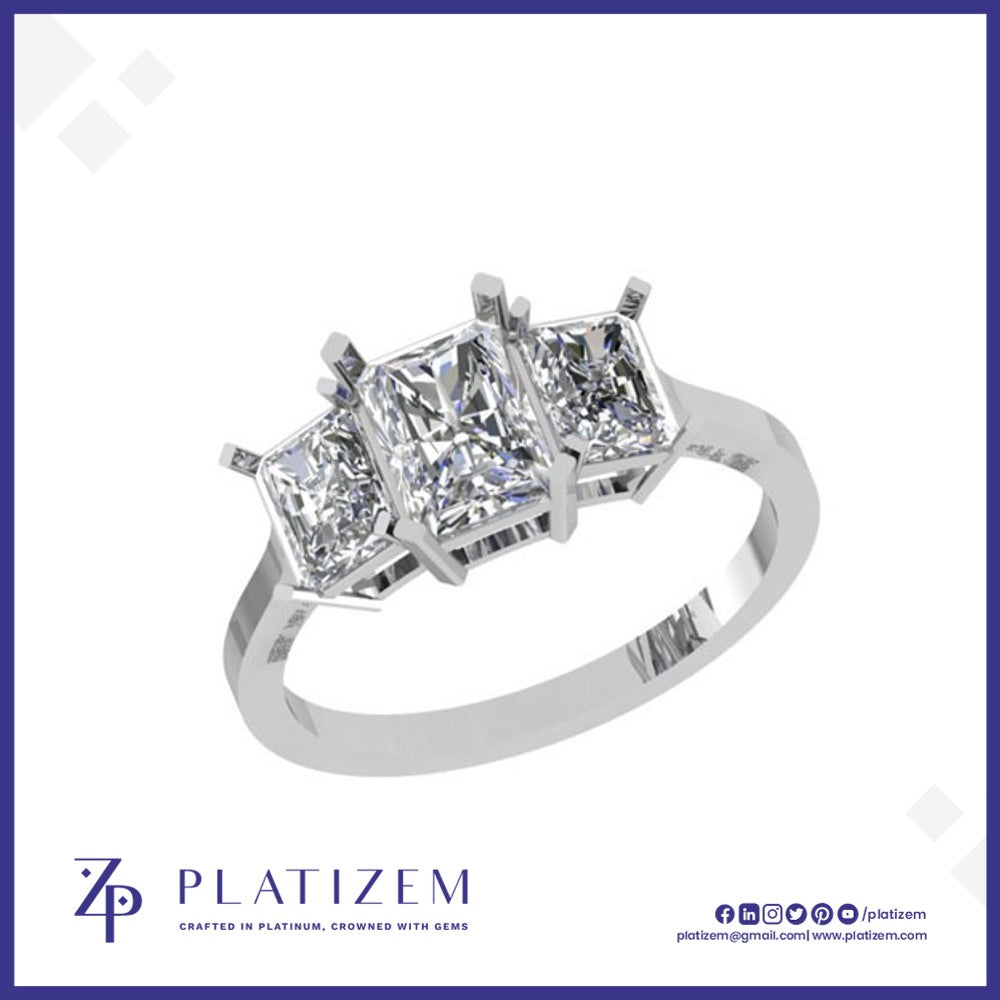 Radiant Cut Trilogy Ring in Bezel Setting