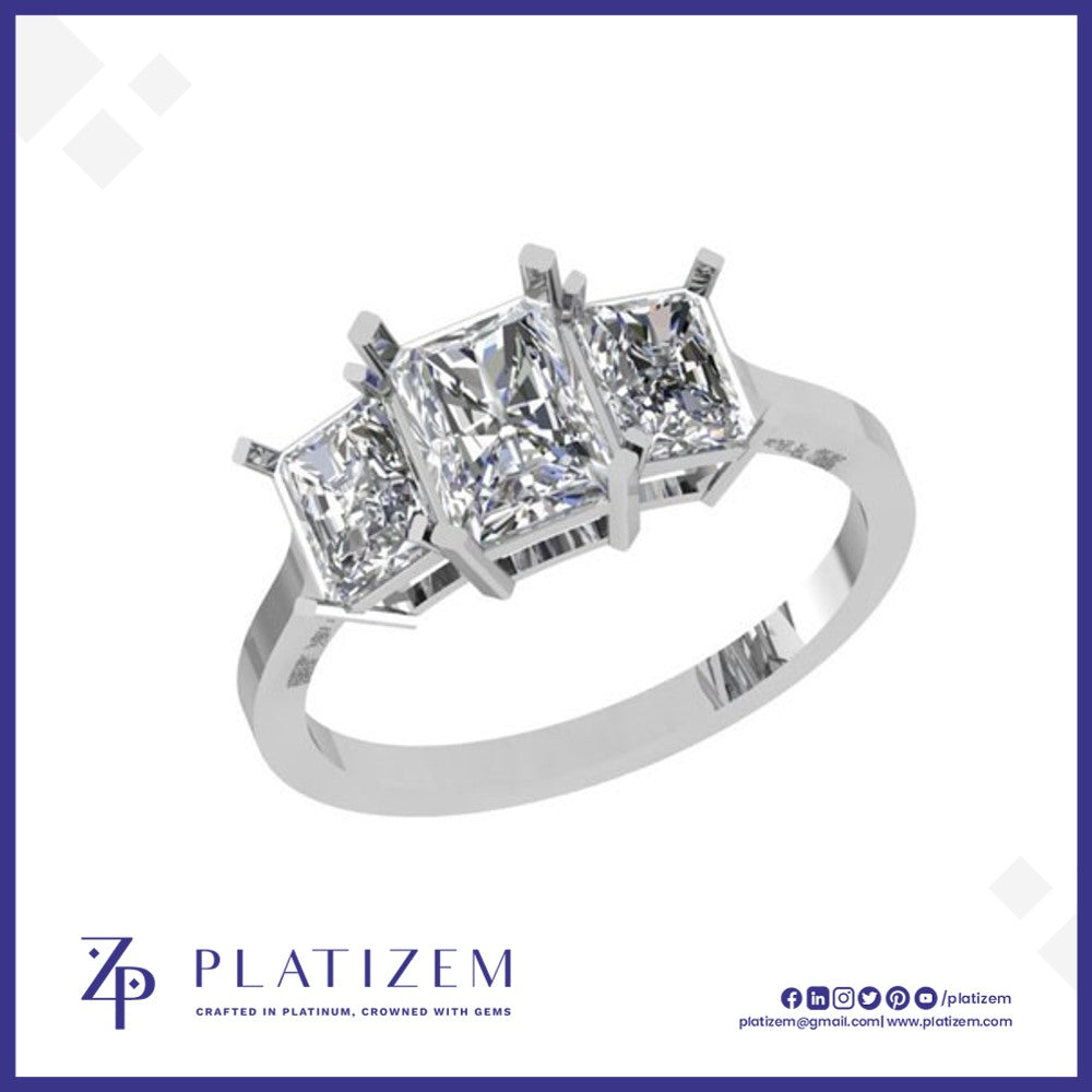 Radiant Cut Diamond Trilogy Ring