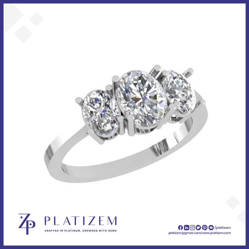 Graduated Oval Diamond Trilogy Ring