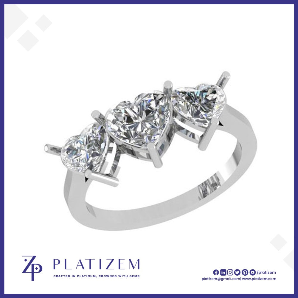 Three Heart Shaped Diamond Trilogy Ring