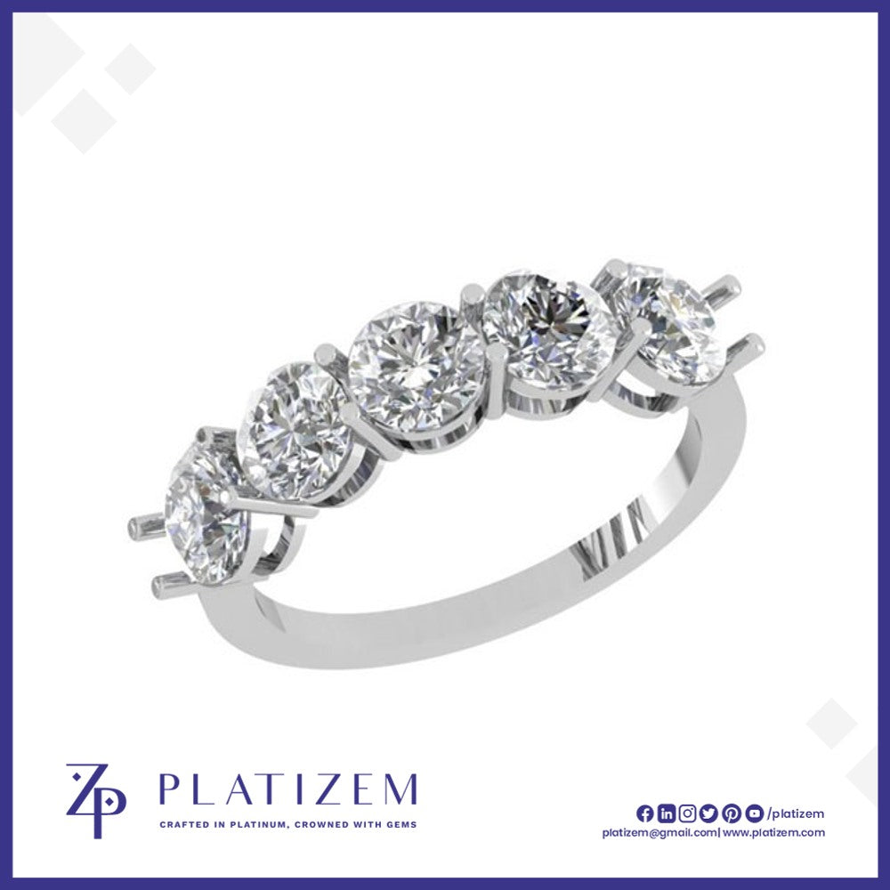 Five Round Diamonds Growing Slightly Larger Toward the Center Stone