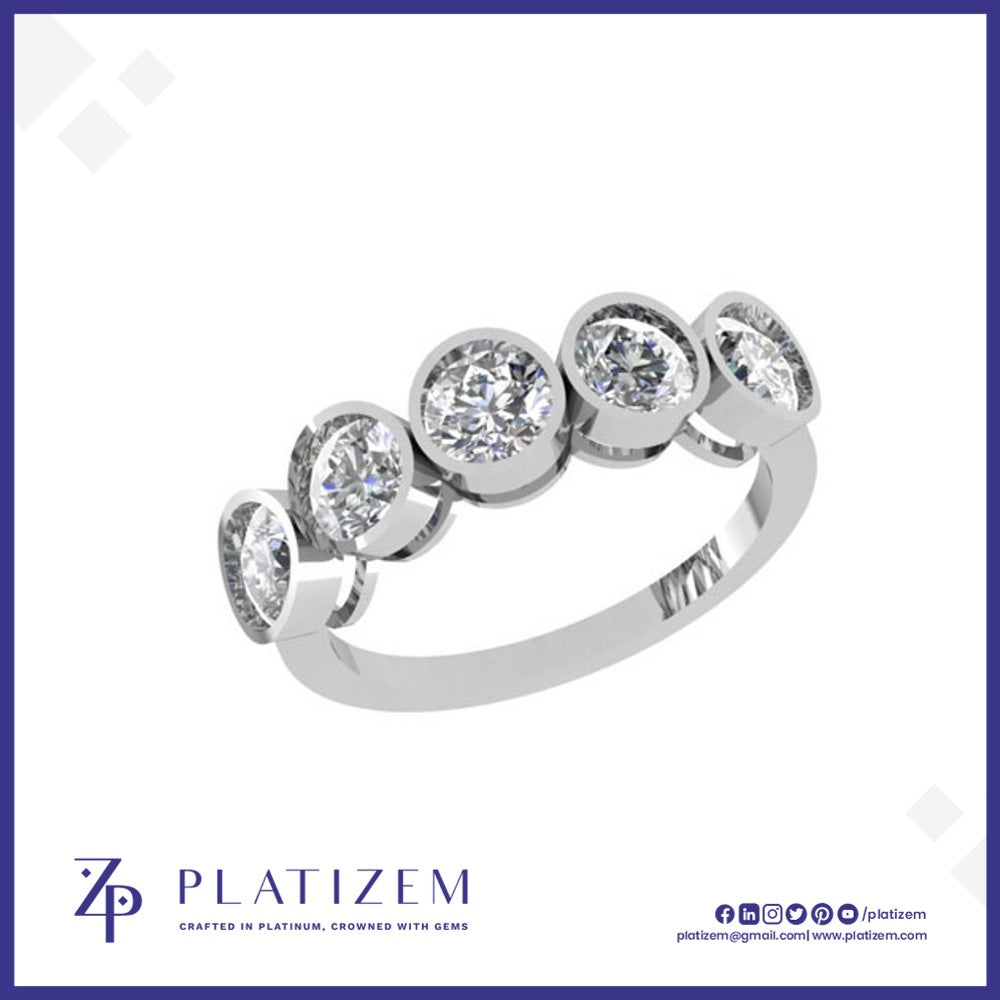 Bezel Set Five Stone Diamond Band Ring