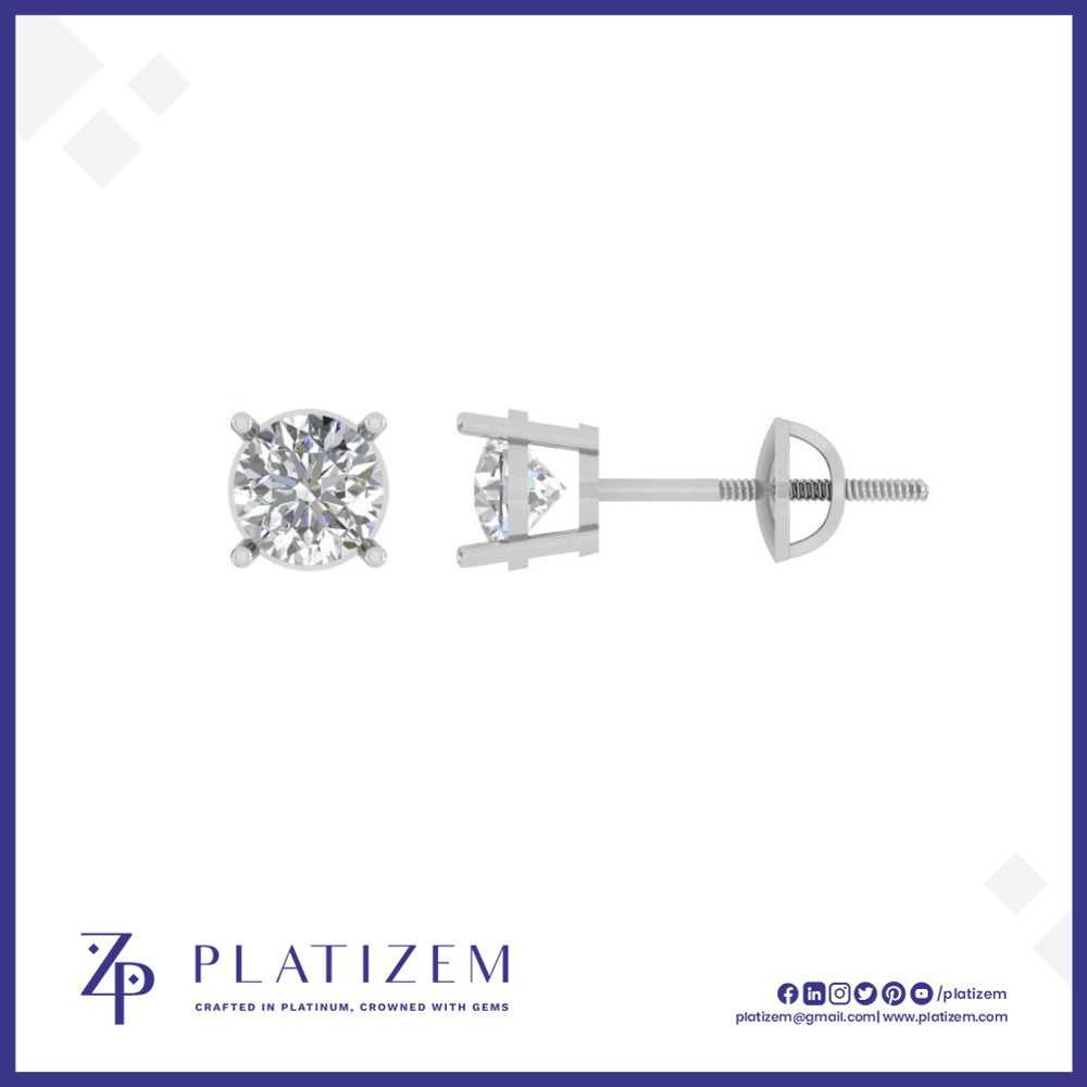 Round Diamond Studs Sparkling in a Timeless Four Prong Mount