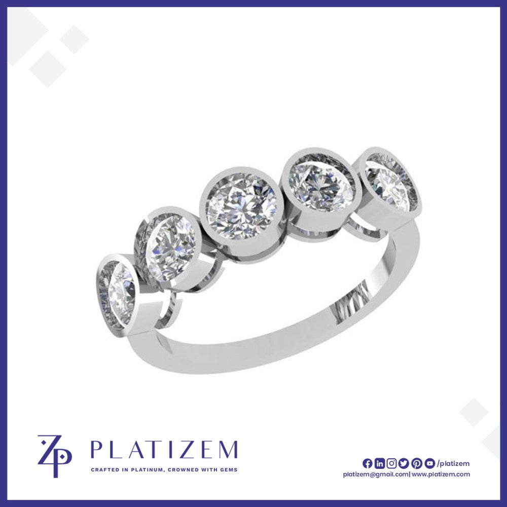 Bezel Set Round Diamond Five Stone Band