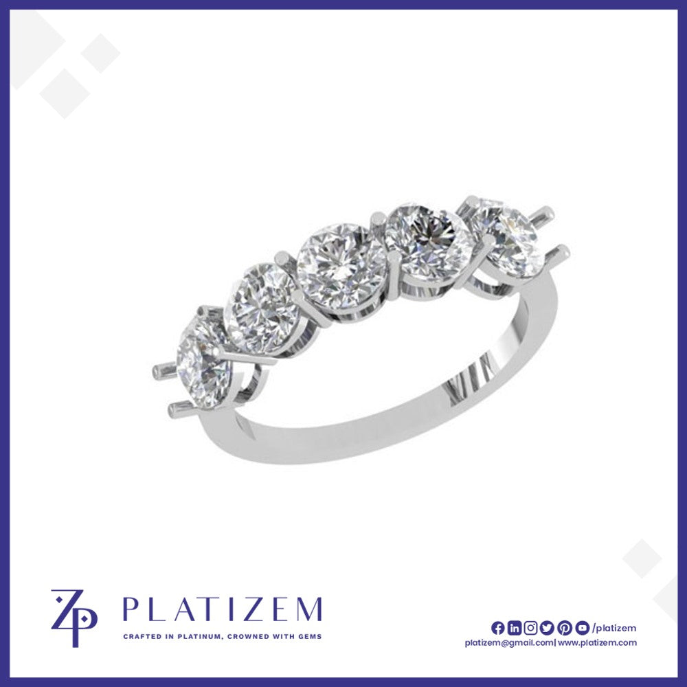Five Round Diamonds Set Together on a Sweeping Curved Prong Band