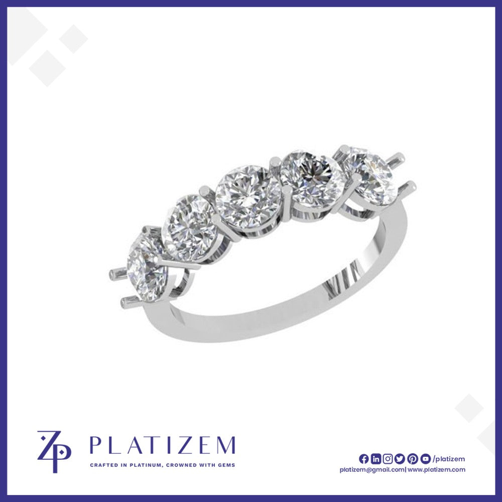 9kt Gold Five Stone Round Diamond Ring for Women
