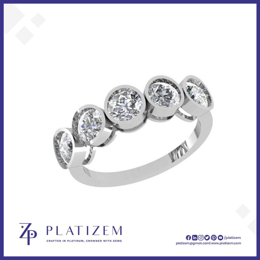 Five Stone Bezel Set Diamond Band Ring