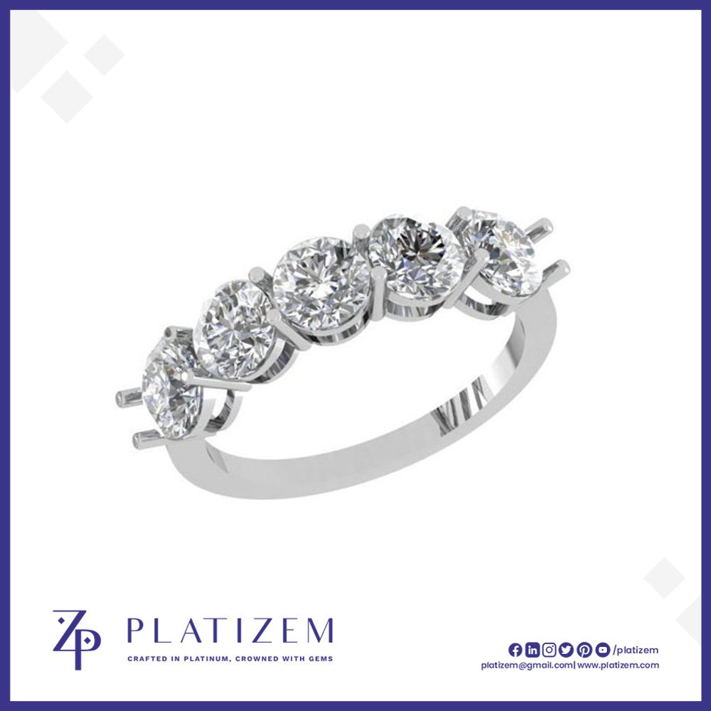 18kt Gold Five Stone Round Diamond Ring for Women