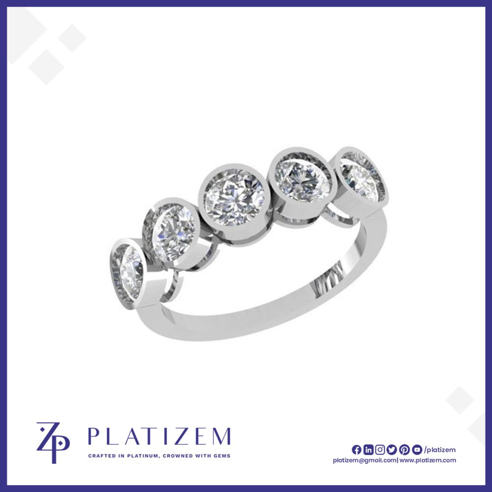 9kt Gold Bezel Set Round Diamond Five Stone Ring for Women