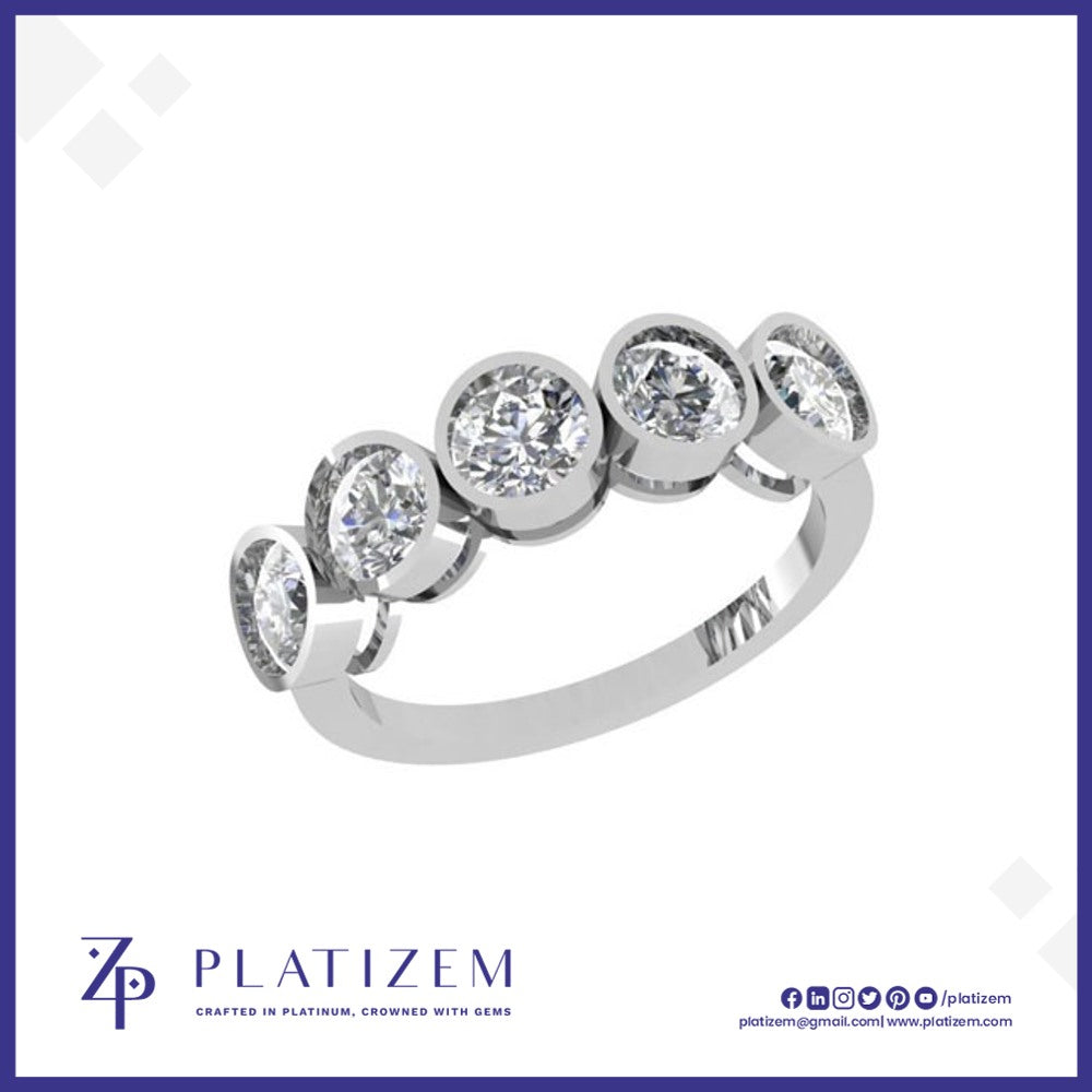 Bezel Set Round Lab Grown Diamond Five Stone Ring for Women