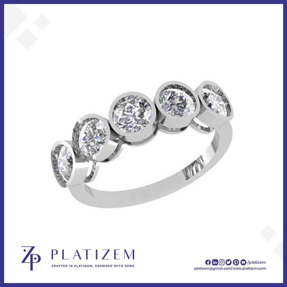 Bezel Set Round Diamond Five Stone Ring for Women
