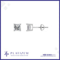 Asscher Cut Diamond Stud Earrings with Screw Back Closure