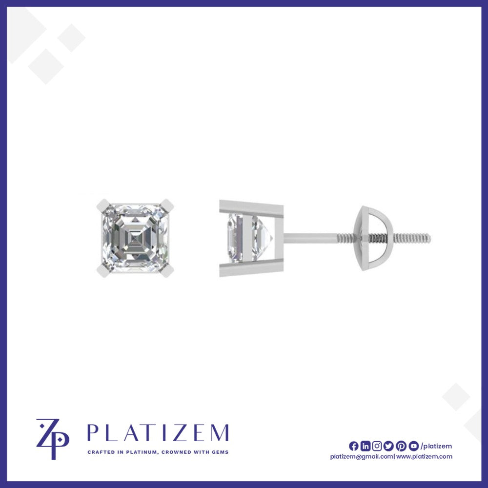 1.8 Carat Asscher Cut Lab Grown Diamond Studs for Women