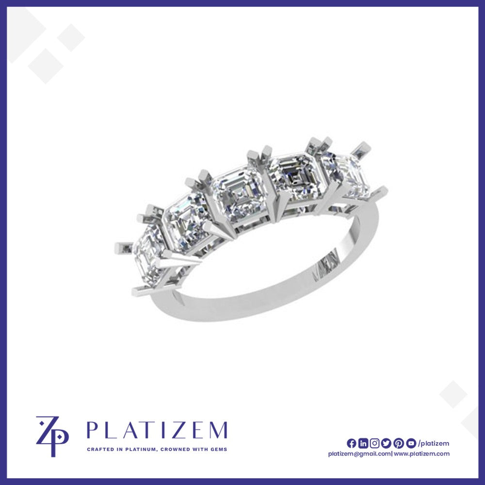 Five Stone Asscher Cut Lab Diamond Ring for Women