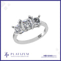 Three Stone Asscher Cut Lab Diamond Ring for Women