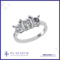 9kt Gold Three Stone Asscher Cut Diamond Engagement Ring for Women