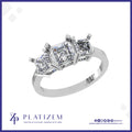 14kt Gold Three Stone Asscher Cut Diamond Engagement Ring for Women
