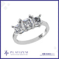 Three Stone Asscher Cut Diamond Ring for Women