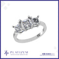 Three Stone Asscher Cut Diamond Engagement Ring for Women