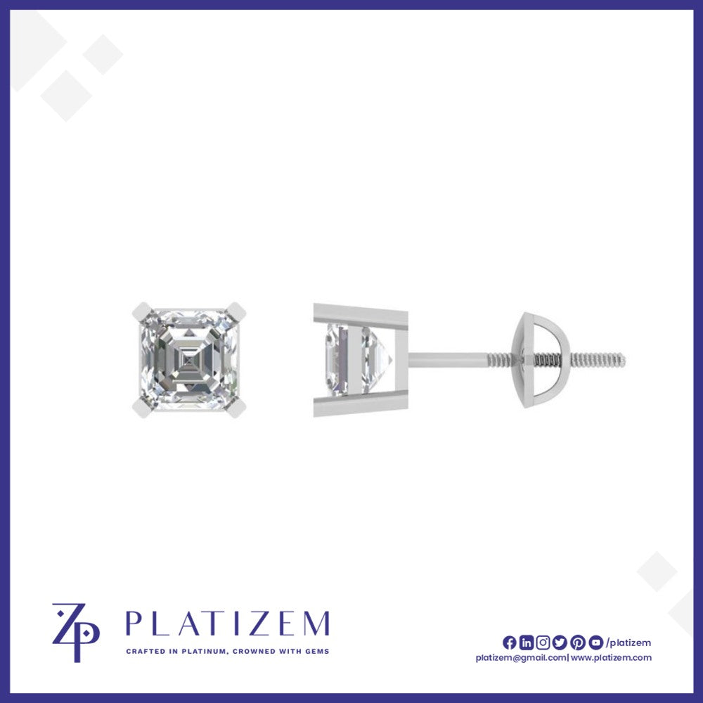 Asscher Cut Diamond Studs for Women