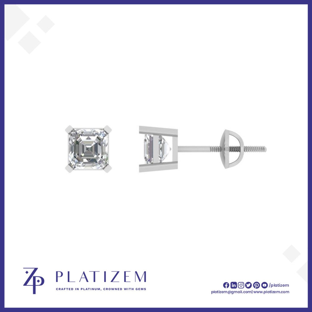 1.5 Carat Asscher Cut Diamond Studs for Women