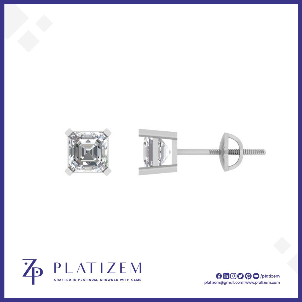 1.8 Carat Asscher Cut Diamond Stud Earrings for Women