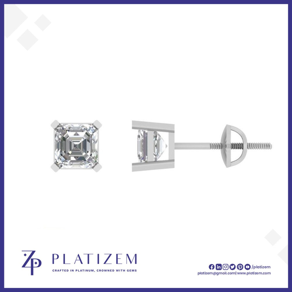 Two Carat Asscher Cut Diamond Studs for Women