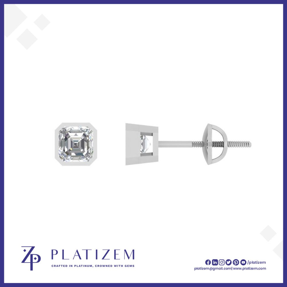 Bezel Set Asscher Cut Lab Diamond Studs for Women