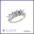 Five Large Emerald Cut Diamonds Set Together on a Sturdy Wide Band