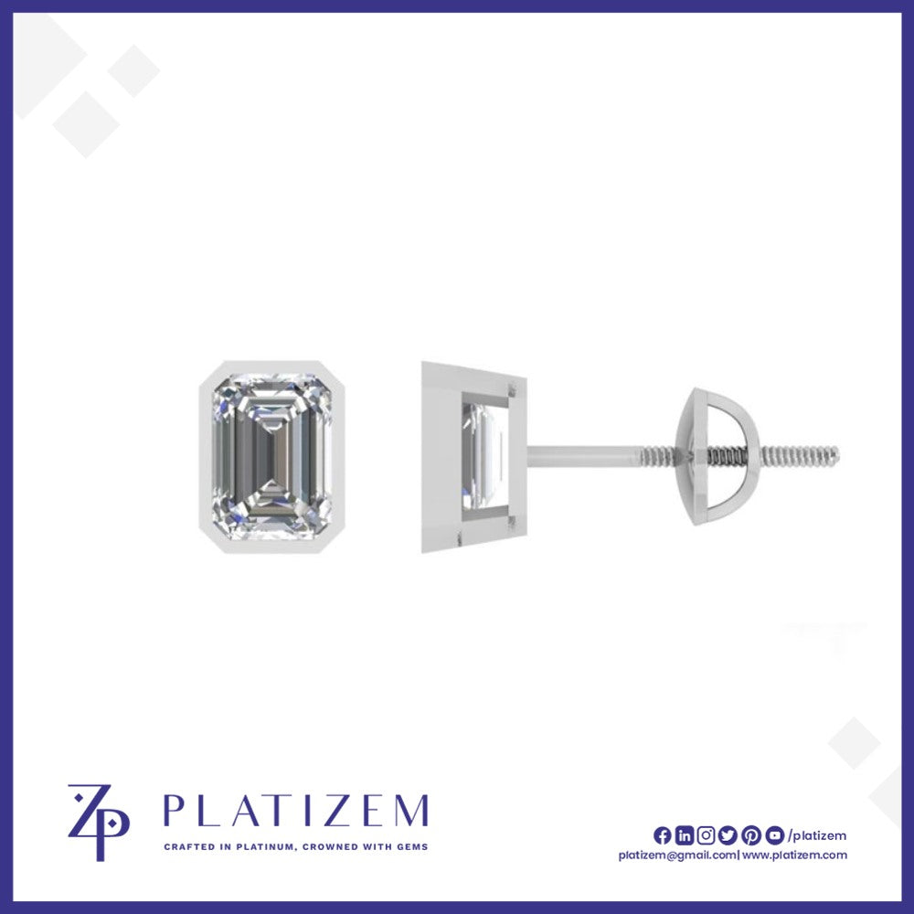 Two Carat Emerald Cut Lab Diamond Studs for Women