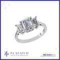 Three Stone Emerald Cut Diamond Engagement Ring for Women