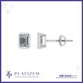 Emerald Cut Diamond Stud Earrings with Bezel Set Screw Backs