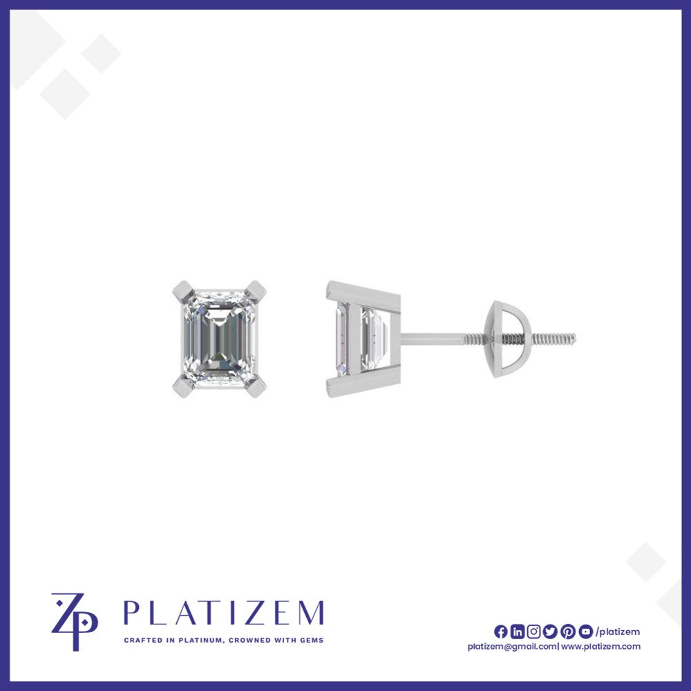 Bold Emerald Cut Diamond Studs for Women